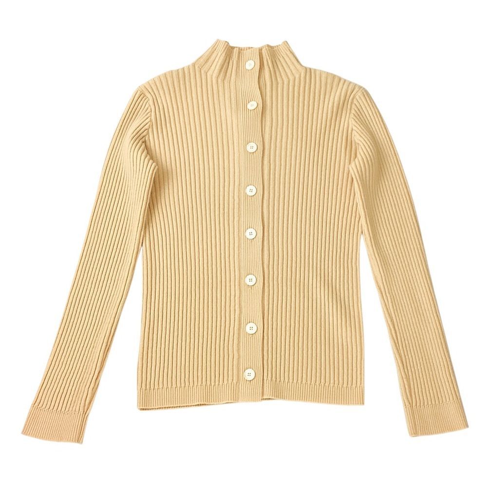 Sara Lanzi NWT Ribbed Merino Wool Cardigan M Made in Italy Minimalist